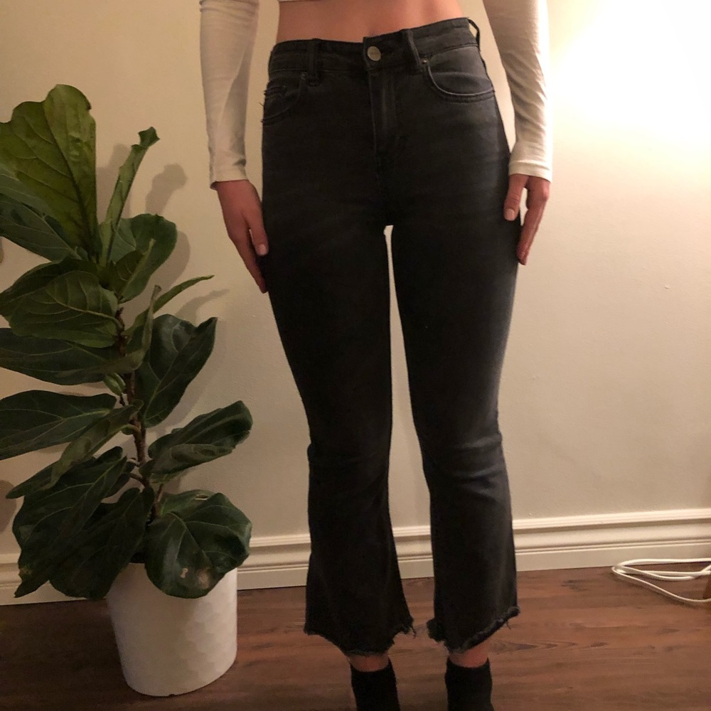 Amuse society black flare cropped jeans
